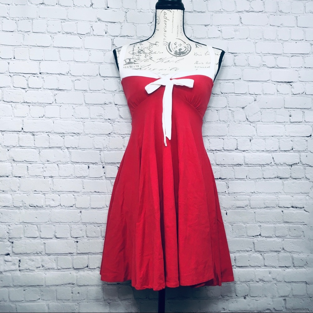 Moda International red white summer Dress size XS - Picture 1 of 8
